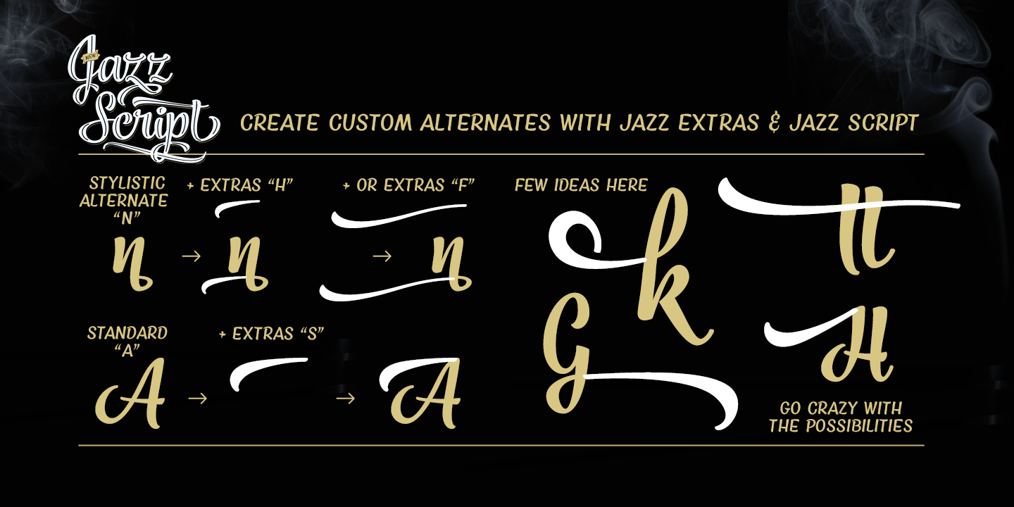 Przykład czcionki Jazz Script 3 Extras